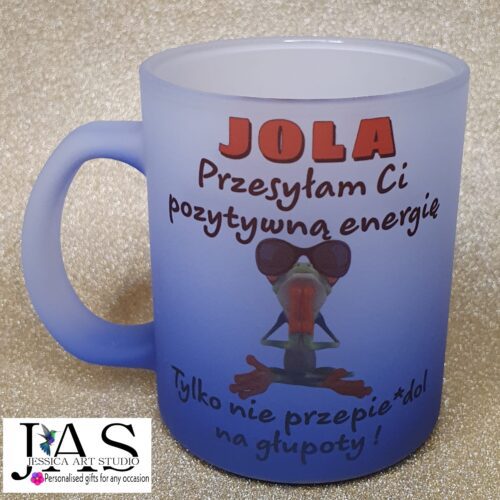 Kubek niebieski matowy - POZYTYWNA ENERGIA