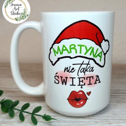 Duży biały kubek - Świąteczny