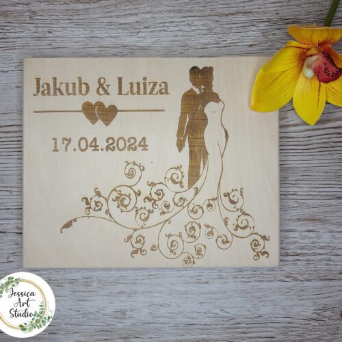 Pudełko drewniane - pamiątka Ślubna