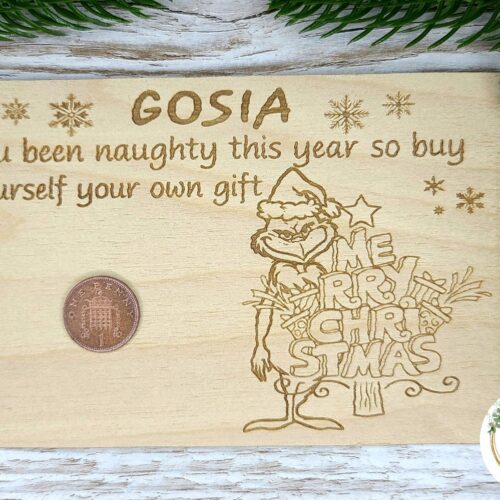 Drewniana tabliczka - Voucher Świąteczny