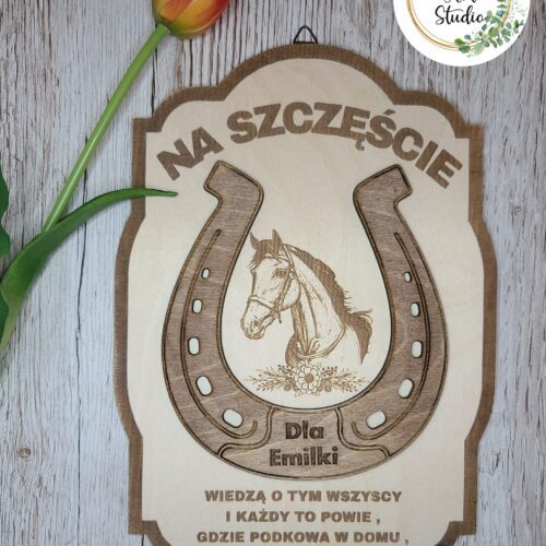 Tabliczka drewniana - Podkowa na szczęście