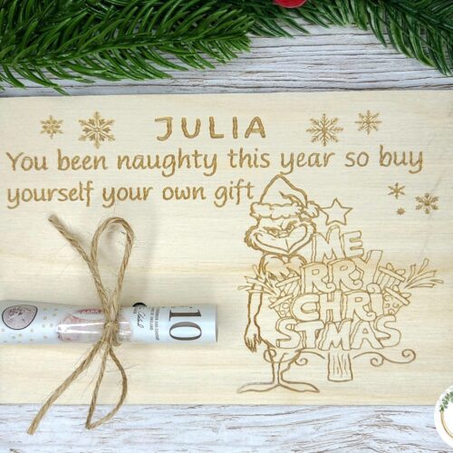 Drewniana tabliczka - Voucher Świąteczny