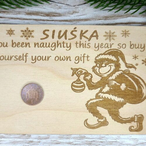 Drewniana tabliczka - Voucher Świąteczny