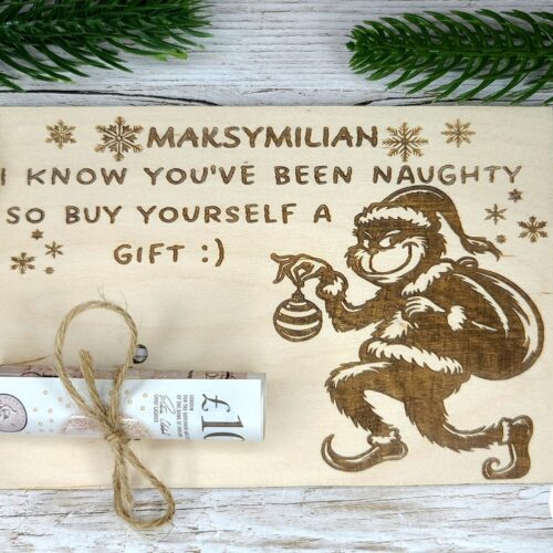 Drewniana tabliczka - Voucher Świąteczny