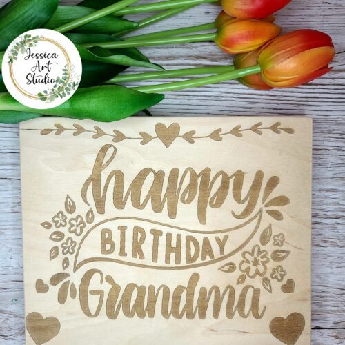 Pudełko drewniane - Happy Birthday Grandma