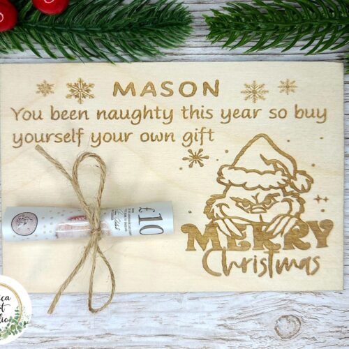 Drewniana tabliczka - Voucher Świąteczny