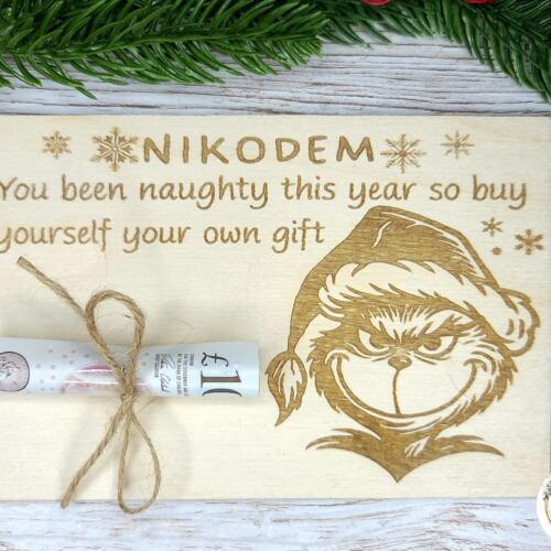 Drewniana tabliczka - Voucher Świąteczny