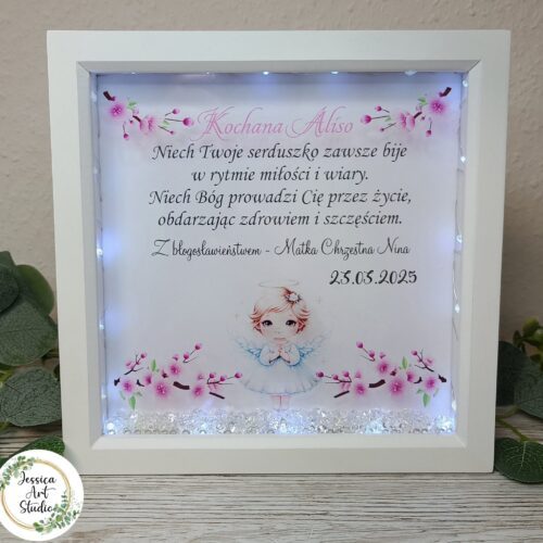 Ramka LED - pamiątka Chrztu Świętego