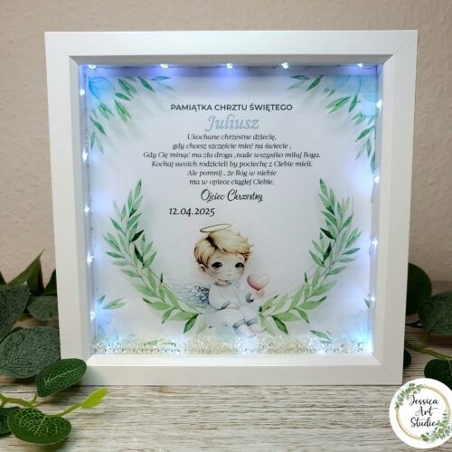 Ramka LED - pamiątka Chrztu Świętego