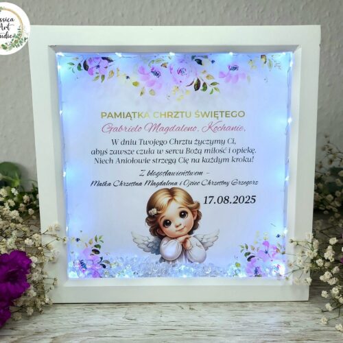 Ramka LED - pamiątka Chrztu Świętego