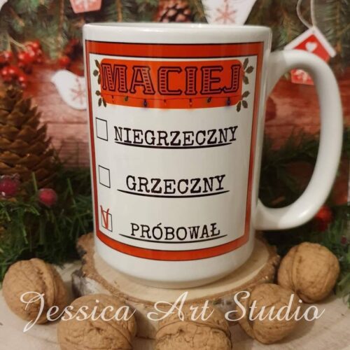 Duży biały kubek - Świąteczny