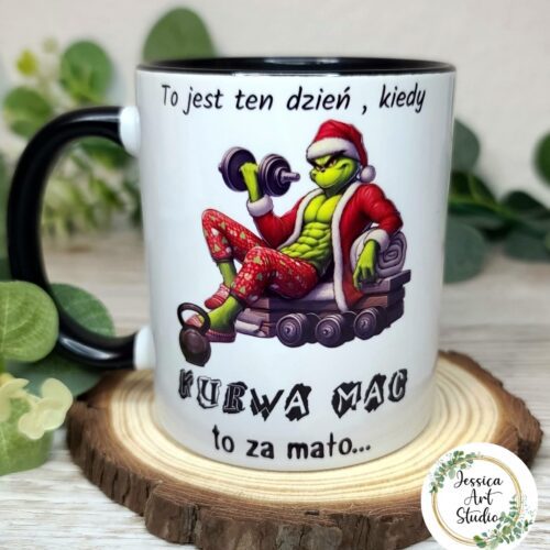 Kubek z czarnym wnętrzem - Świąteczny