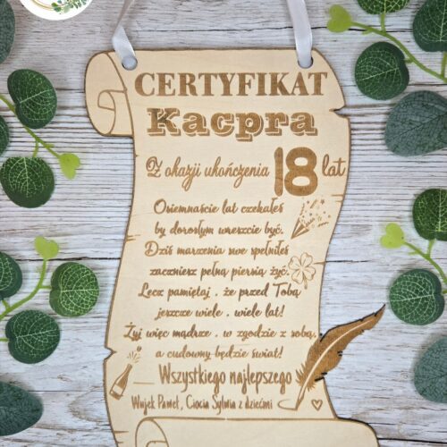 Drewniany pergamin - 18te urodziny