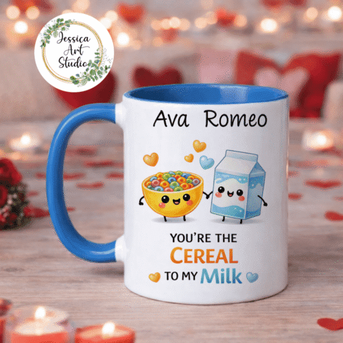 Personalised Cereal & Milk Mug – Custom Name Gift